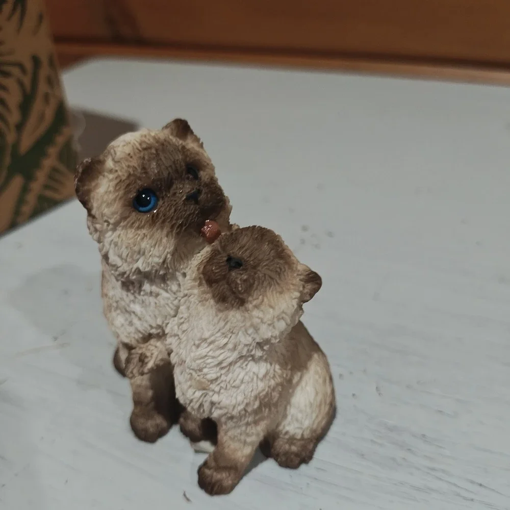 Vintage 1998 Stone Critters Himalayan Cat Bathing Kitten Kitty 4
